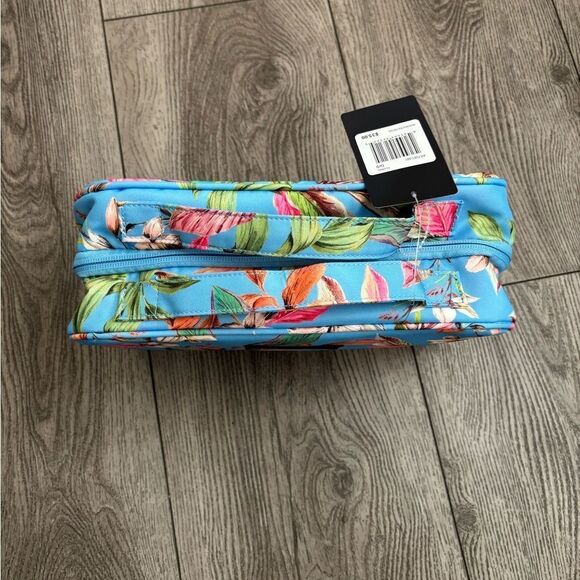 Hurley Blue Floral Bag with Pink and Green Accents perfect travel bag - Picture 6 of 6